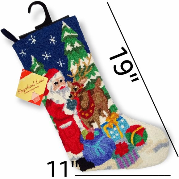 Gingerbread Lane 100% Wool Holiday Stocking Santa Christmas Tree Presents NWT - Picture 2 of 5